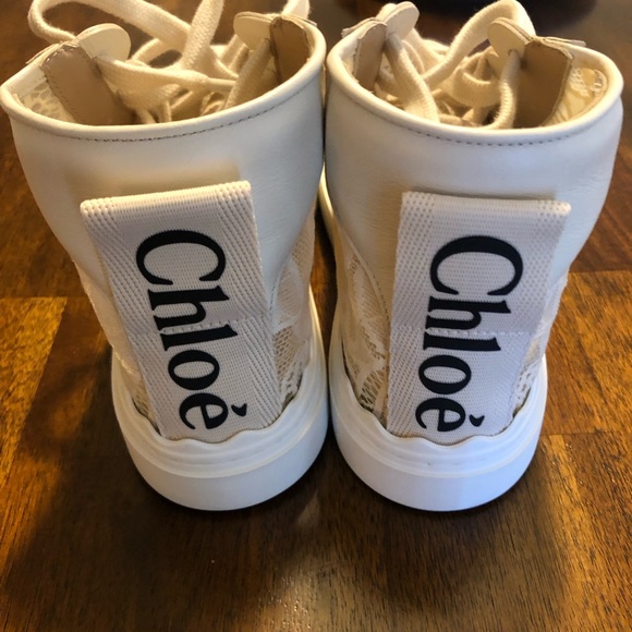 NIB $575 Chloé Lauren High Top Platform Sneaker in MILD BEIGE, Size 10US/40EU! - Picture 8 of 14